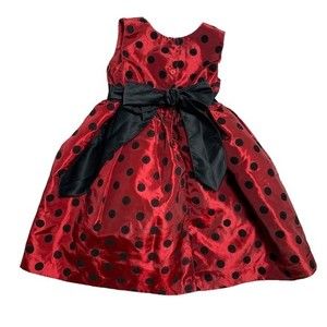 Red Holiday Christmas Party Formal Fit & Flare Polka Dot Dress Girls Size 2T